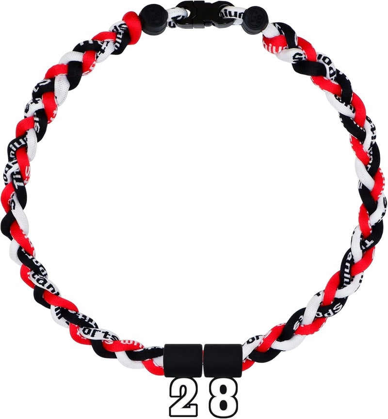 SUPBOMM Baseball Rope Necklaces, League Team Colors Braided Necklace with Number Pendant, Baseball Team Gifts - Image 1